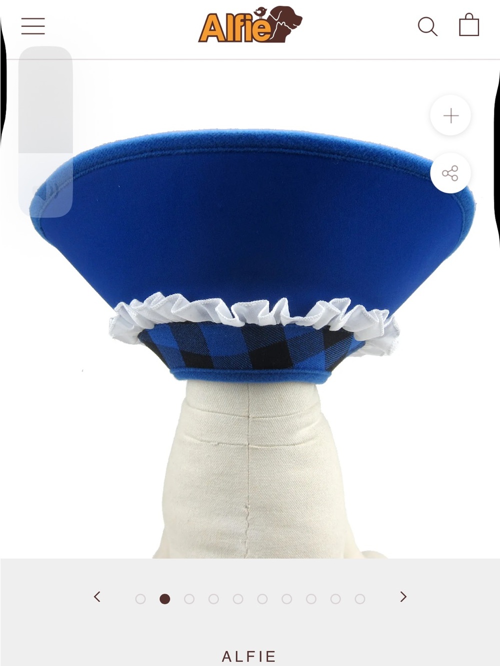 Alfie Pet Candace Recovery Cone Collar Blue Flannel Size Small - Picture 4 of 11